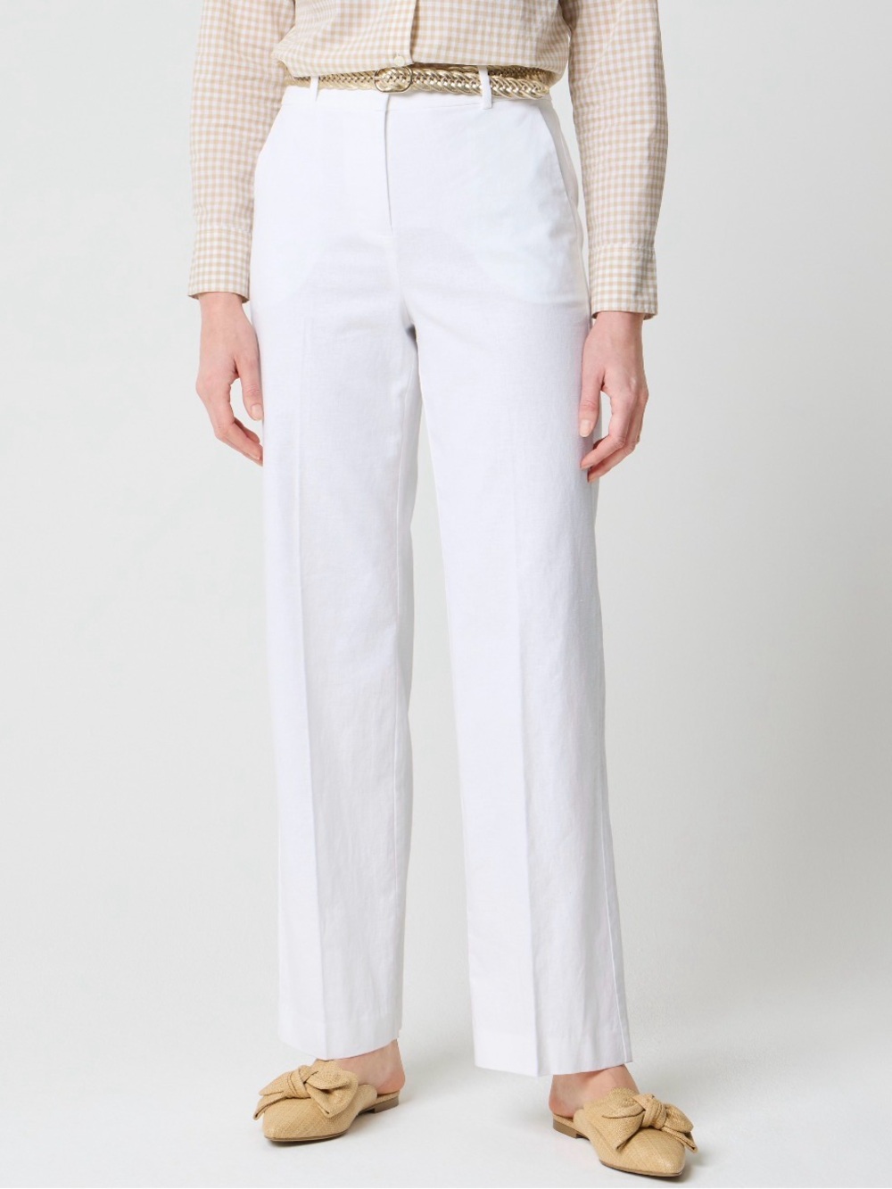 J.Crew Factory NWT Linen-Blend Remy Full-Length Wide-Leg Pants White Size 8